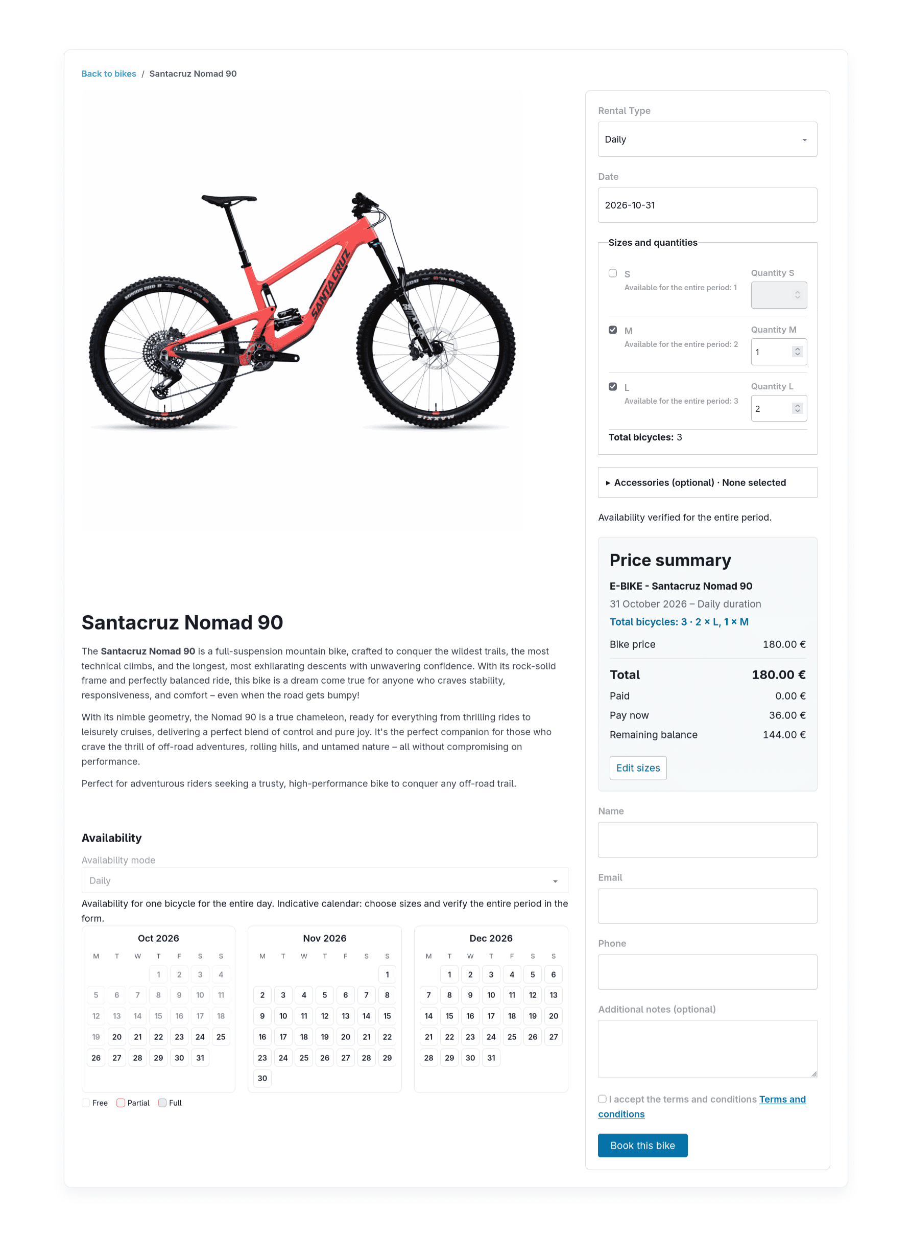 single bike shortcode